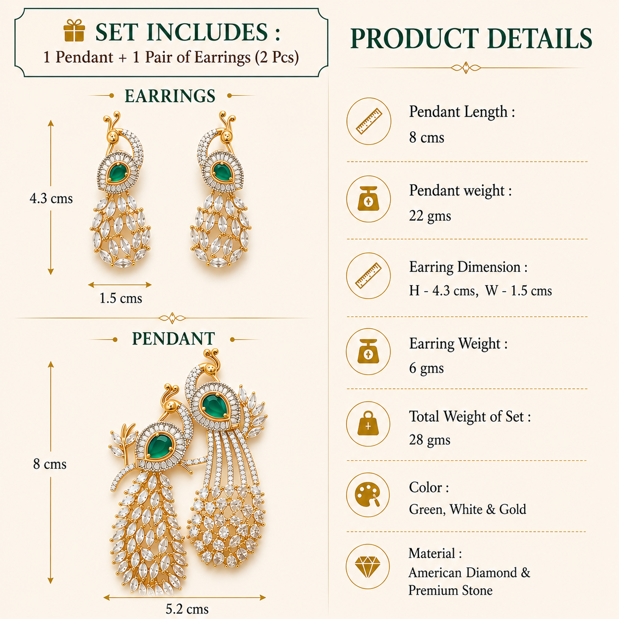 Peacock AD Pendant Set