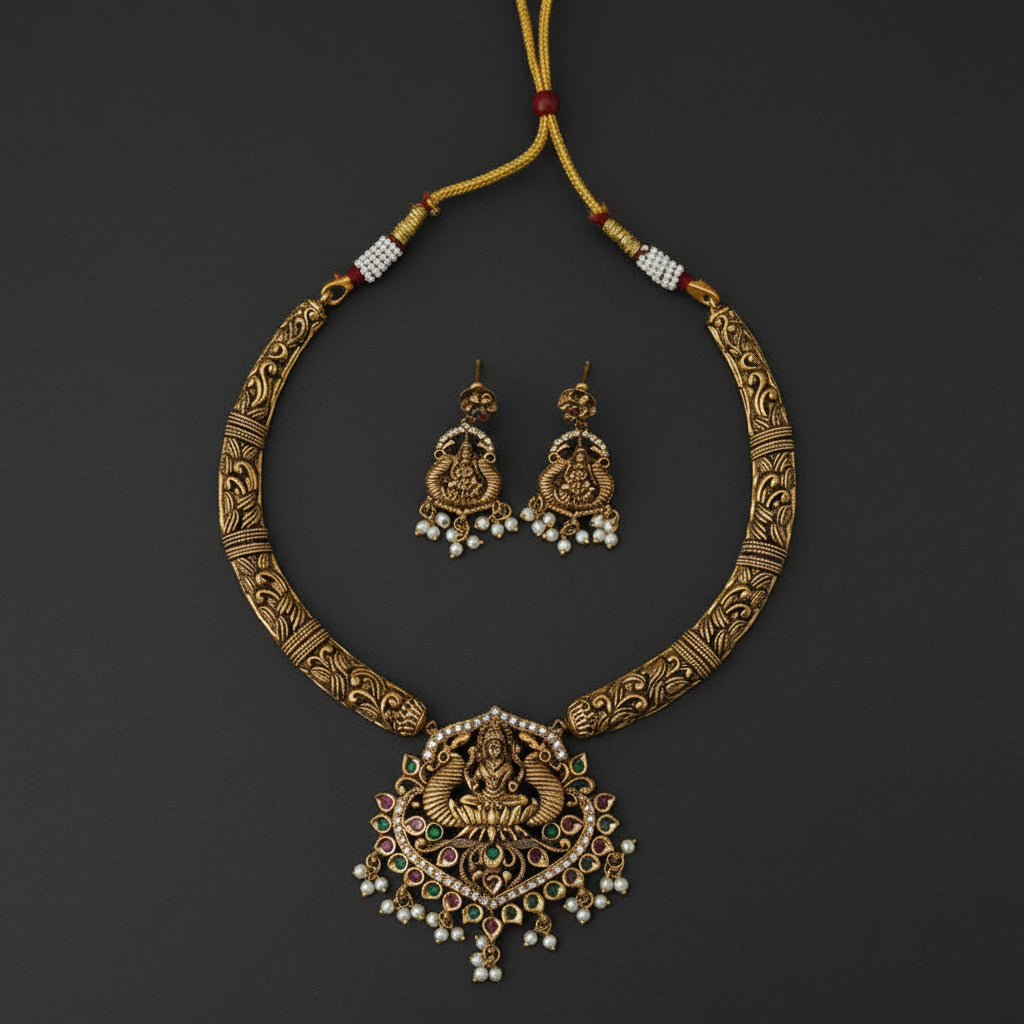 Laxmi Vilas Necklace Set - Gold - Jewel Katha