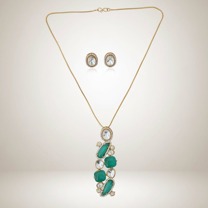 Emerald Aqua Shine Pendant Set