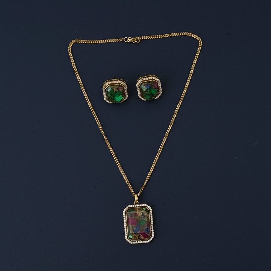 Rangtara Gem Pendant set - Multi