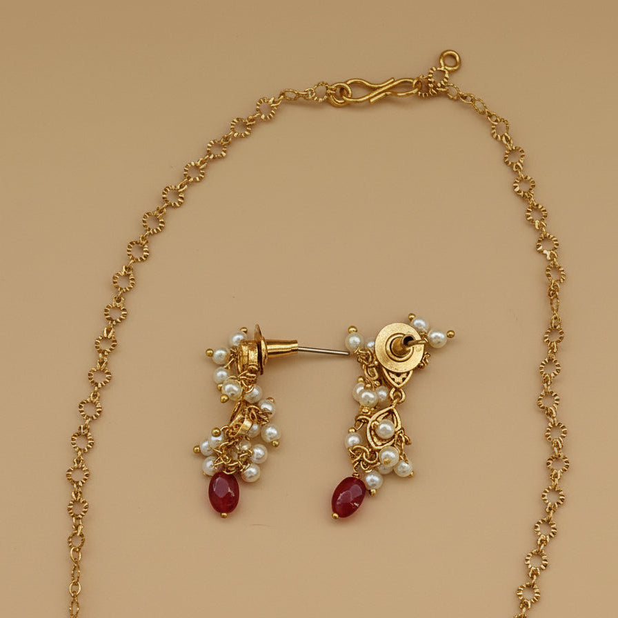 Pearl Blossom Droplet Necklace Set