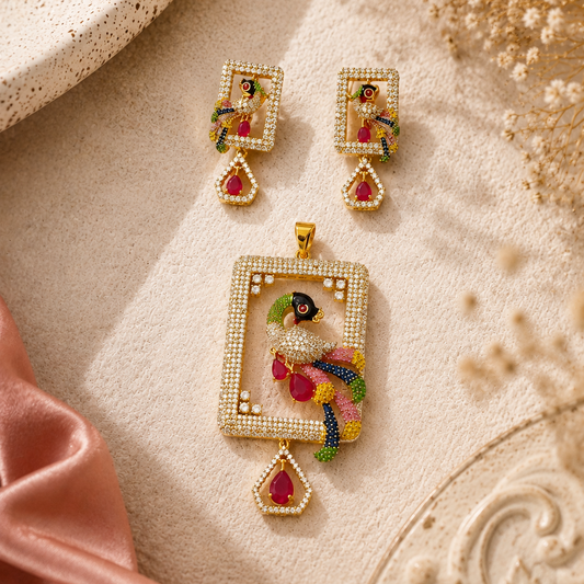 Rangmayur Jewellery Pendant Set - Multi color