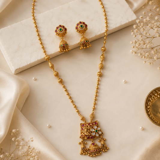 Royal Jhumar Pendant Set - Gold