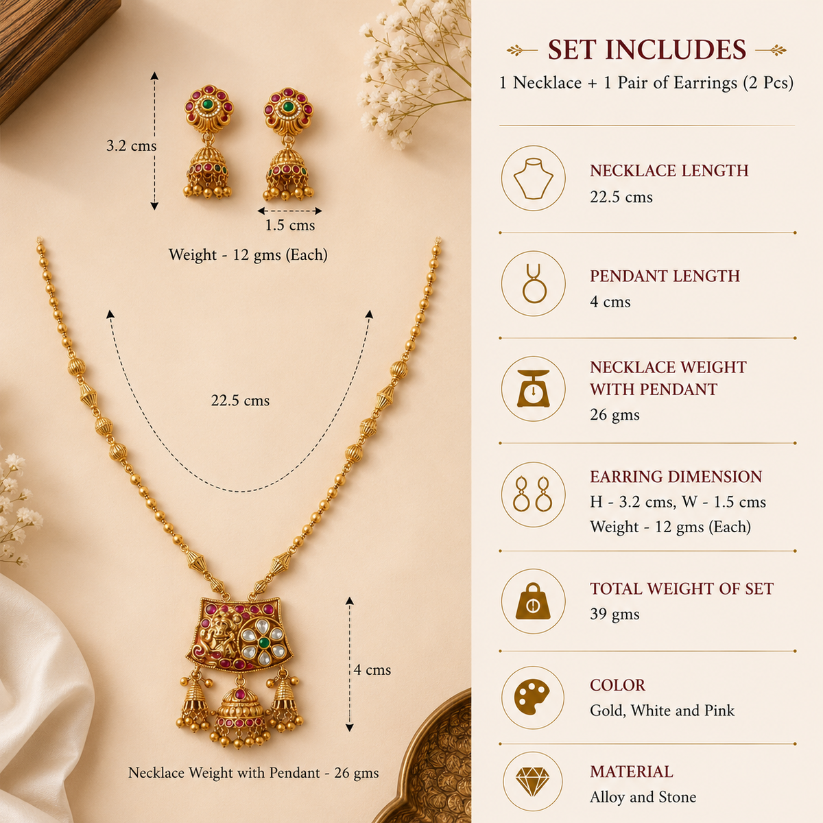 Royal Jhumar Pendant Set - Gold