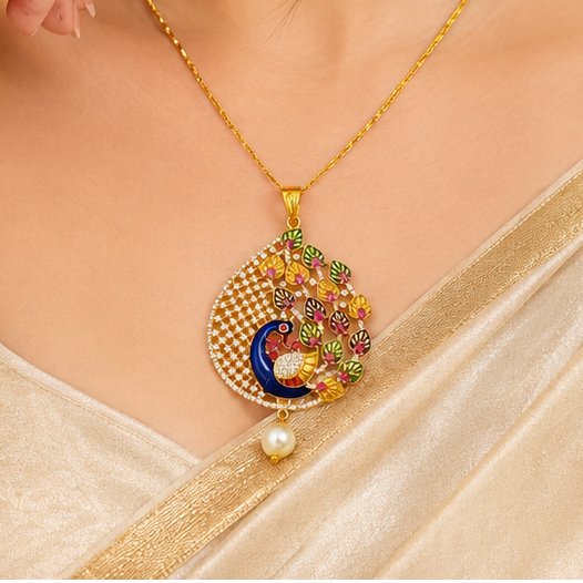 Morni Meera Pendant Earring Set - Multi Color