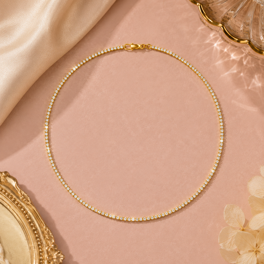 Tiny Sparkle Diamond Choker - Gold