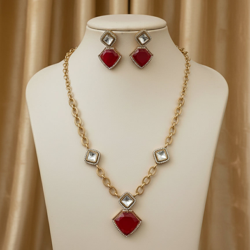 Ruby Gleam Elegance Set - Red / Maroon