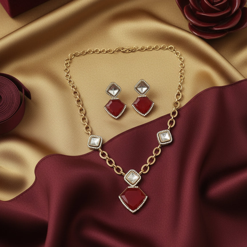 Ruby Gleam Elegance Set - Red / Maroon