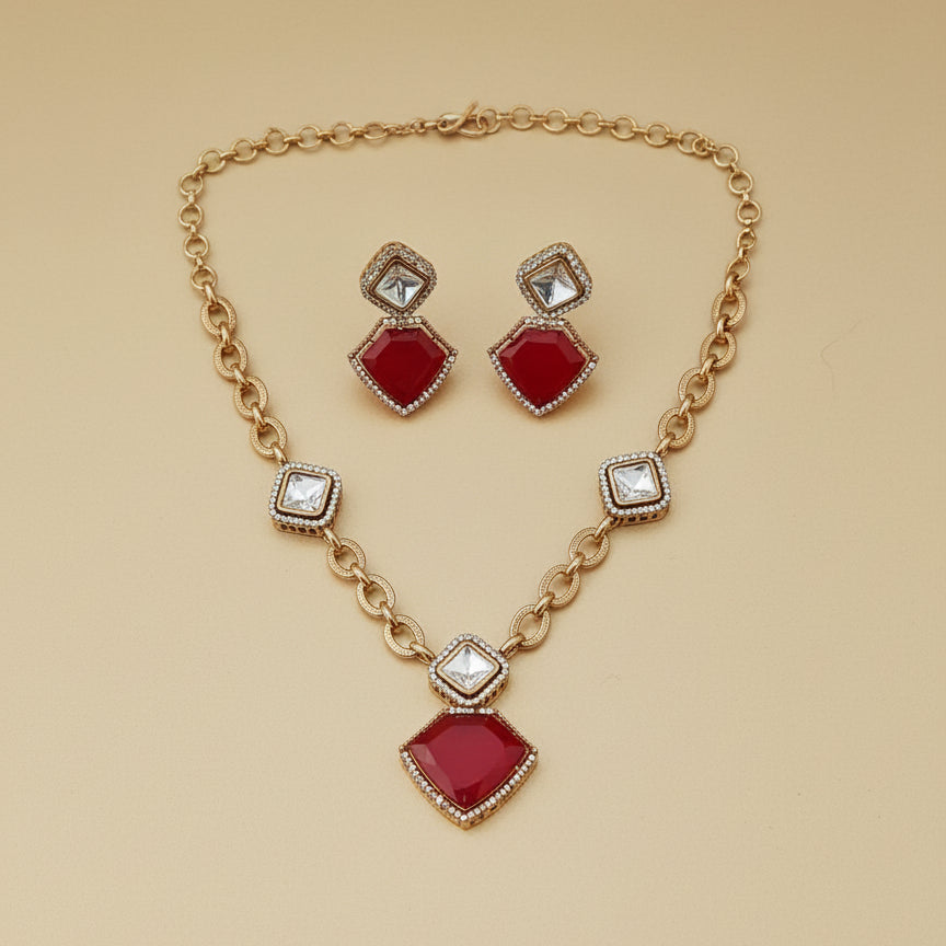 Ruby Gleam Elegance Set - Red / Maroon