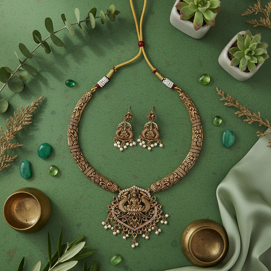 Laxmi Vilas Necklace Set - Gold