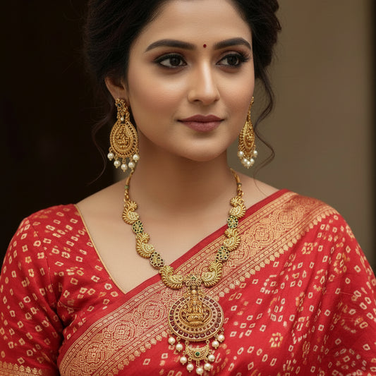 Divyakriti Mandira Necklace Set - Gold - Jewel Katha
