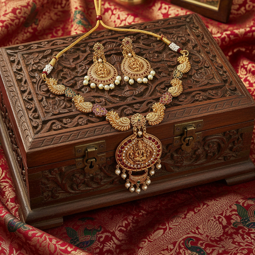Divyakriti Mandira Necklace Set - Gold