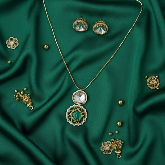 Green Araish Pendant set - Jewel Katha