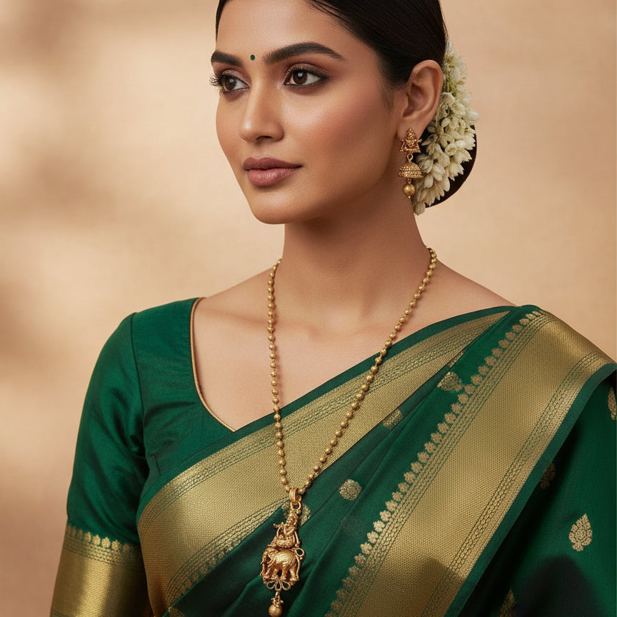 Krishna Gajotsav Pendant Set- Gold