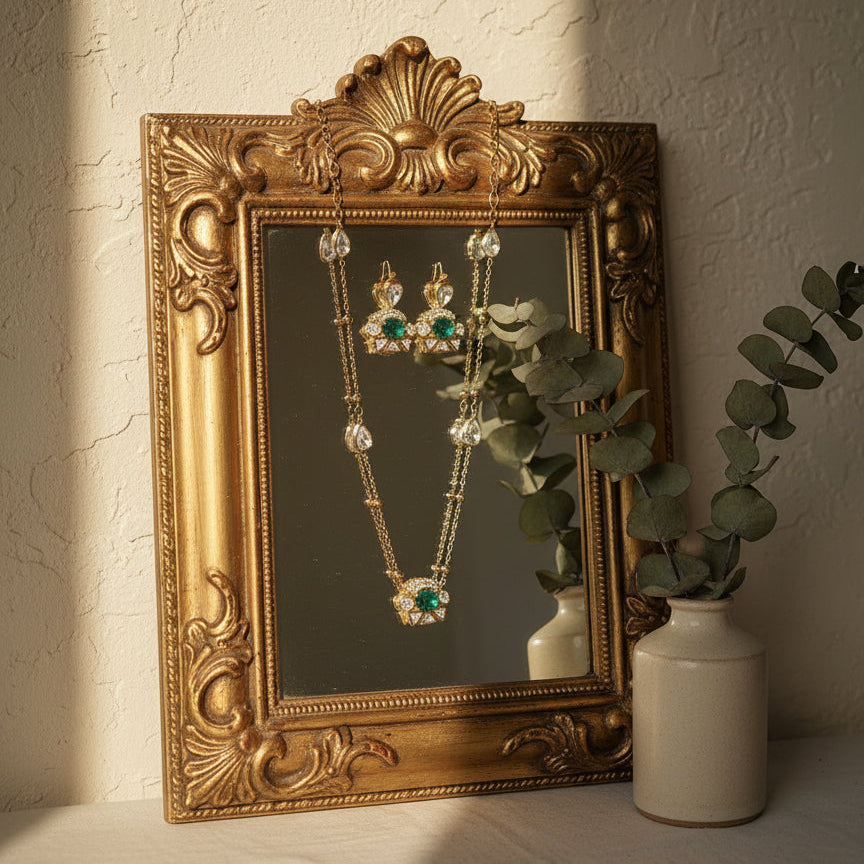 Mint Glow Necklace Set - Green