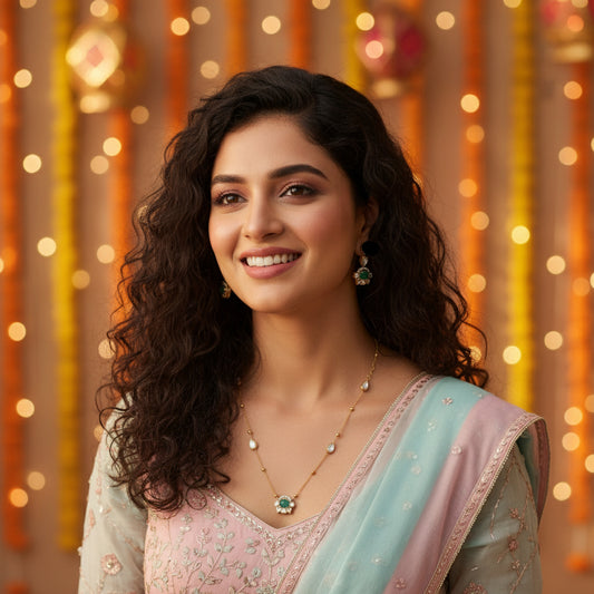 Mint Glow Necklace Set - Green - Jewel Katha