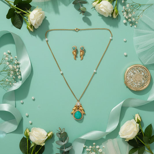 Aurelia Verde Pendant Set - Mint - Jewel Katha
