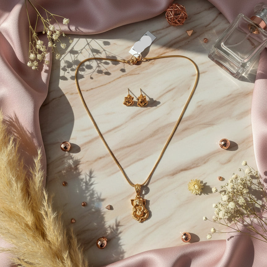 Gajraj Pendant Set - Gold