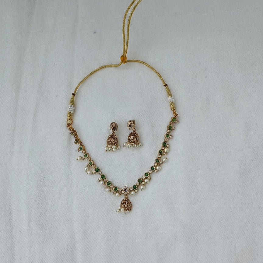 Bell Charm Necklace Set - Green