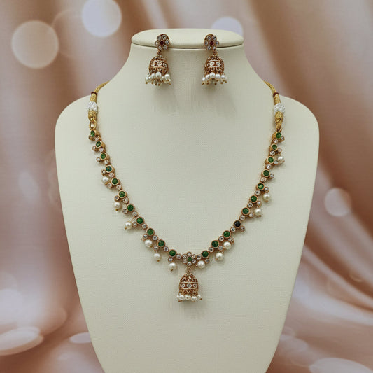 Bell Charm Necklace Set - Green