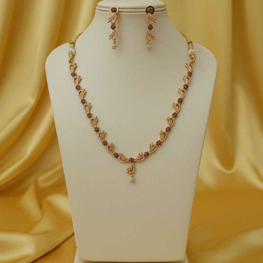 Liyana Leaf Trail Set - Gold, White &  Maroon