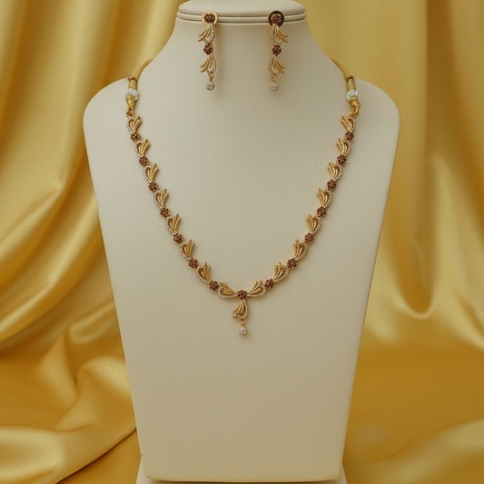 Liyana Leaf Trail Set - Gold, White &  Maroon