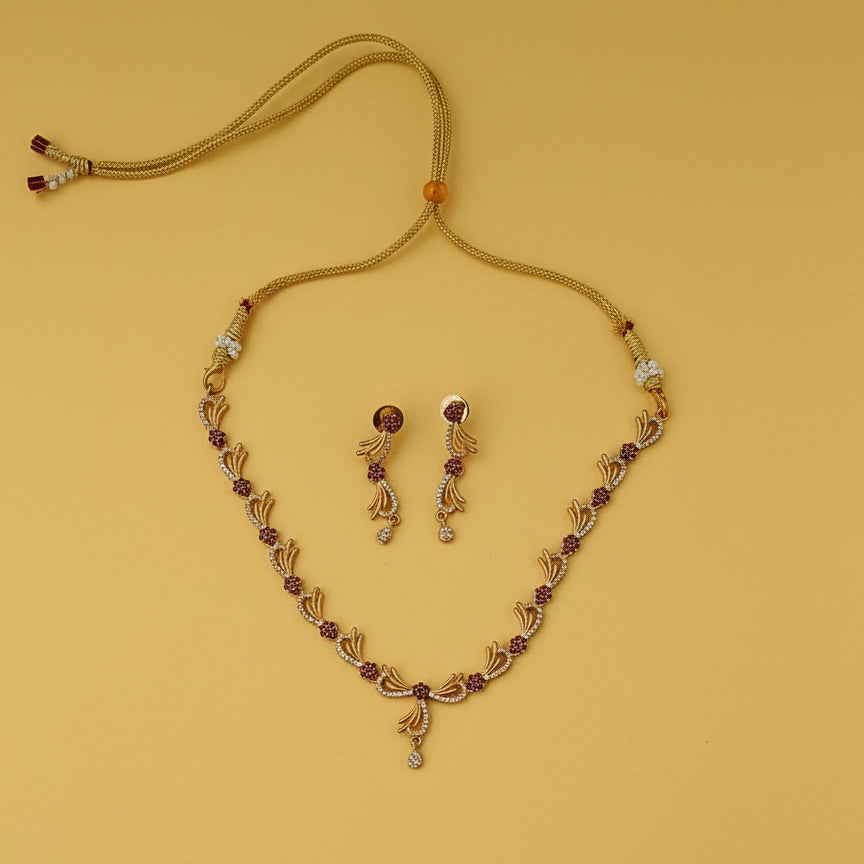 Liyana Leaf Trail Set - Gold, White &  Maroon