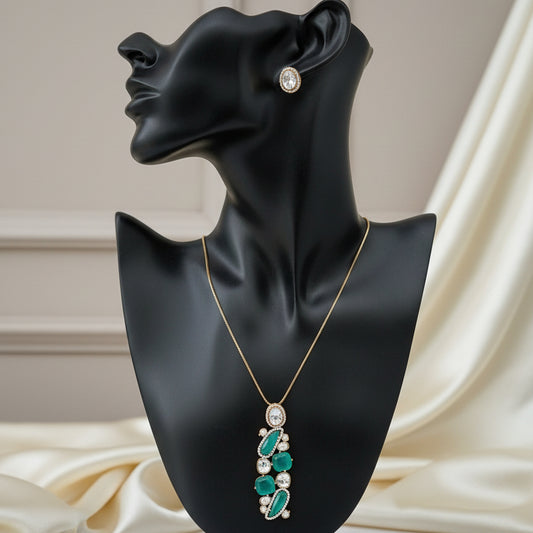 Emerald Aqua Shine Pendant Set