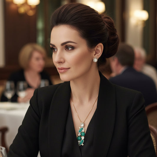 Emerald Aqua Shine Pendant Set - Jewel Katha