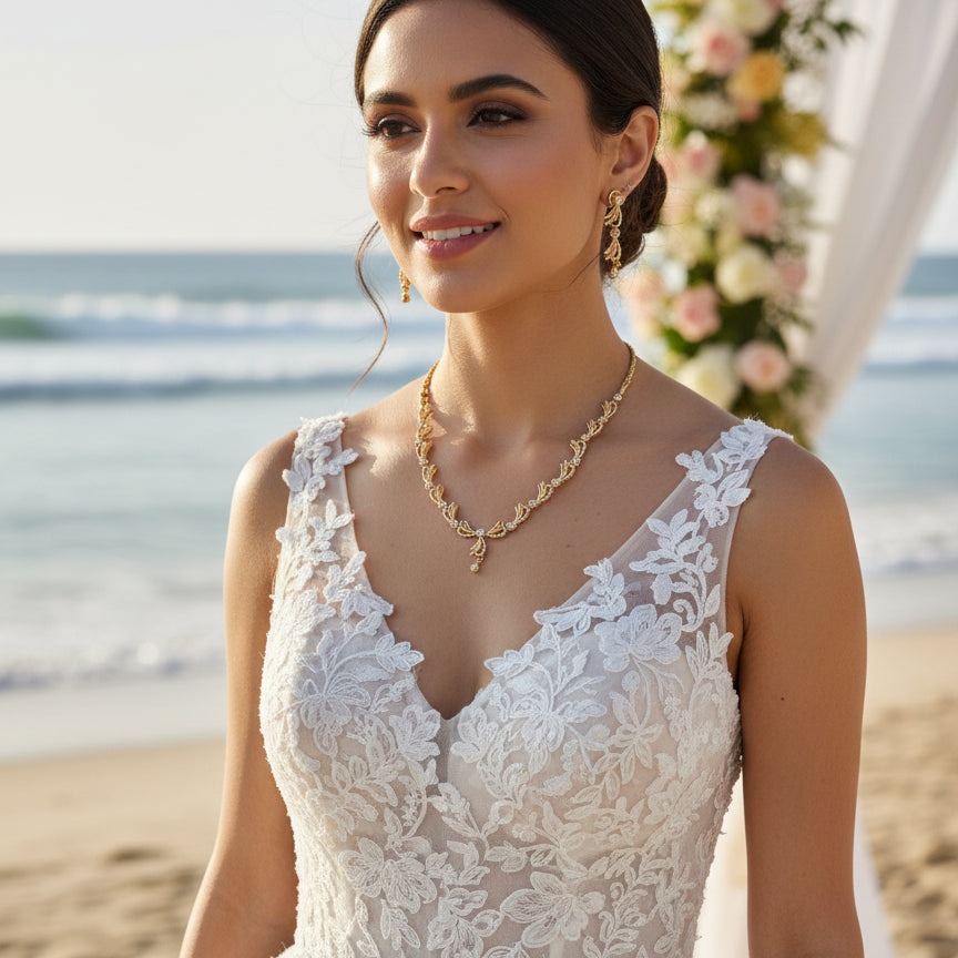 Liyana Leaf Trail Set - Gold & White