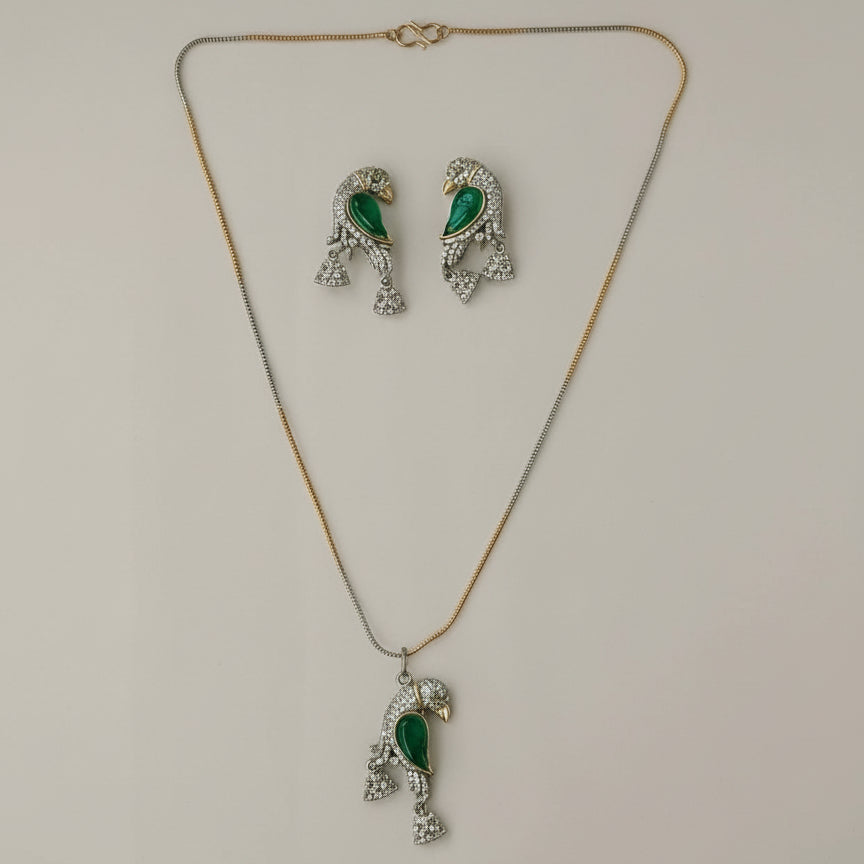 Kanak Mayuri Pendant Set - Green
