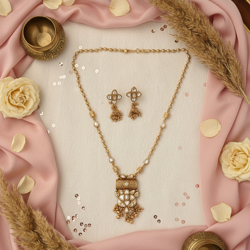 Leaflet Pendant Set - Gold