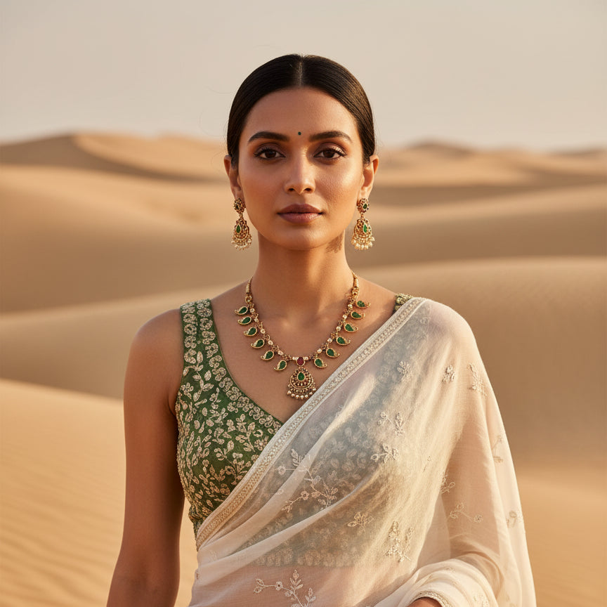 Pankhira Necklace Set - Green