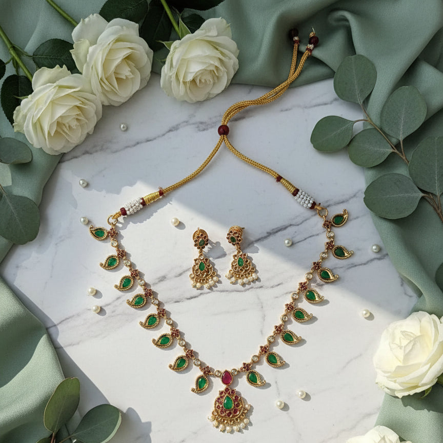 Pankhira Necklace Set - Green