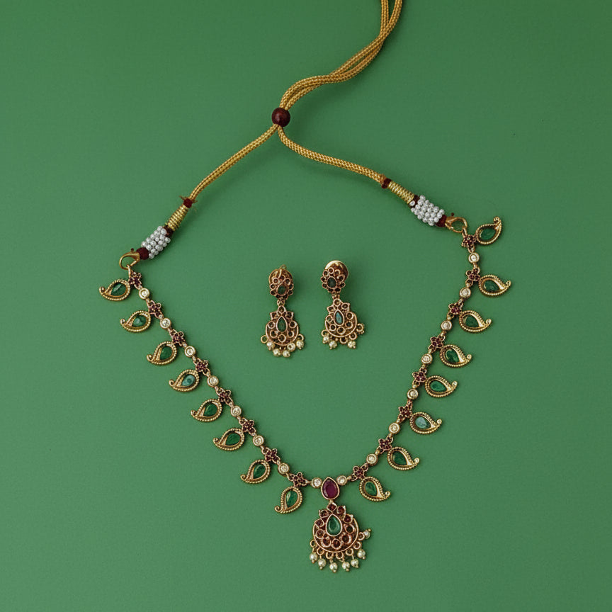 Pankhira Necklace Set - Green