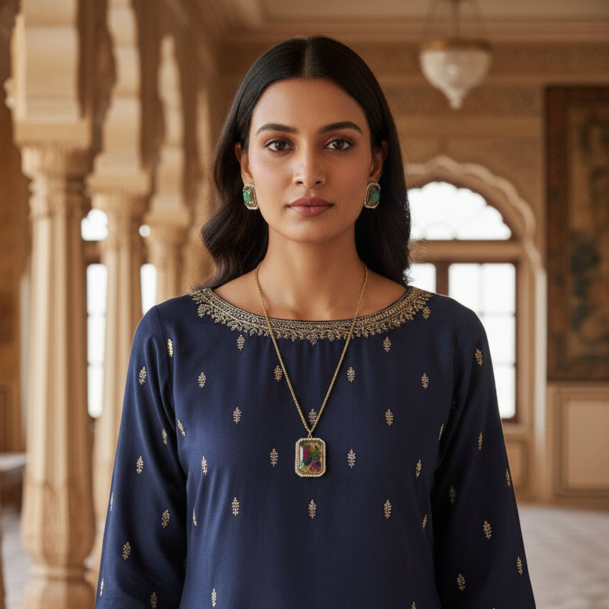 Rangtara Gem Pendant set - Multi