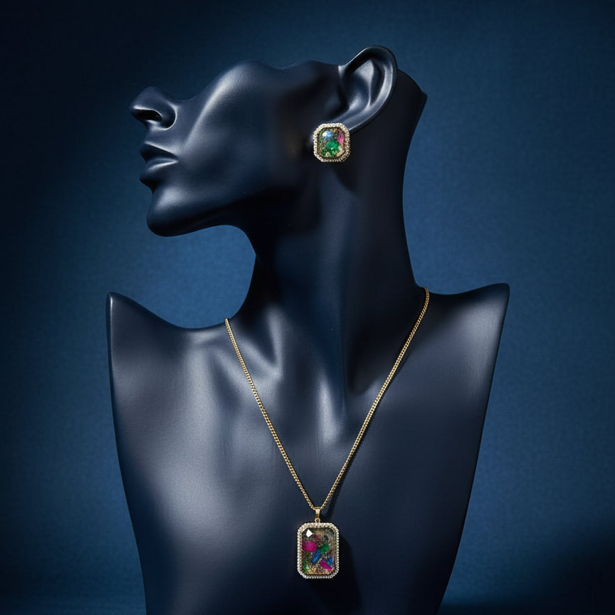 Rangtara Gem Pendant set - Multi