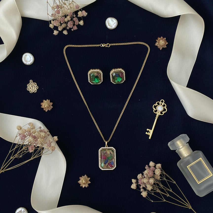 Rangtara Gem Pendant set - Multi