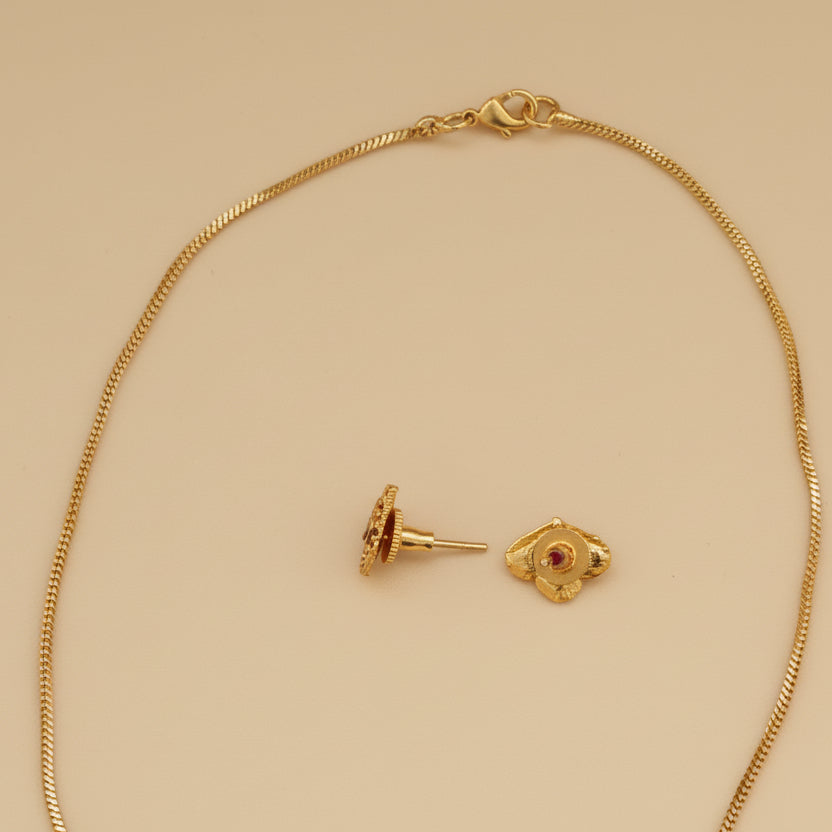 Antique Filigree Bloom Necklace Set - White