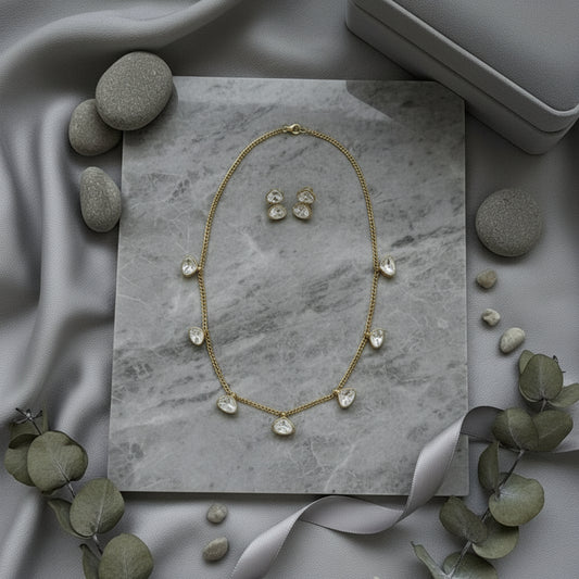 Golden Crystal Drops Set - Jewel Katha