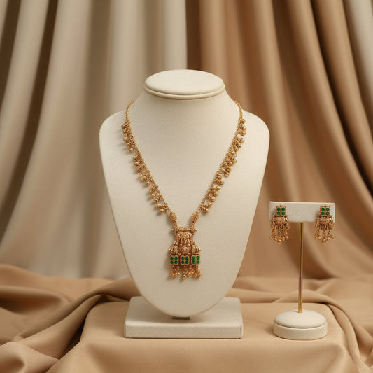 Rajwada Charm Necklace Set - Gold