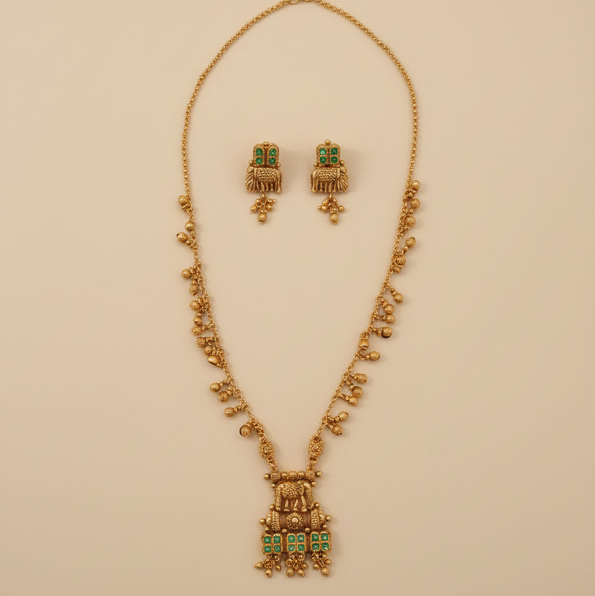 Rajwada Charm Necklace Set - Gold