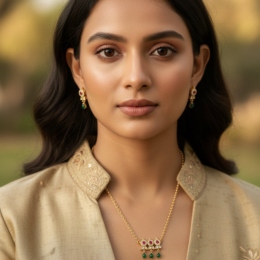 Gulabi Hara Set - Gold