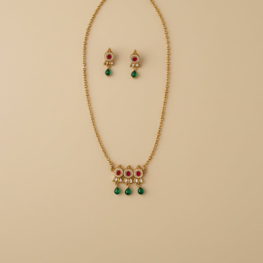 Gulabi Hara Set - Gold