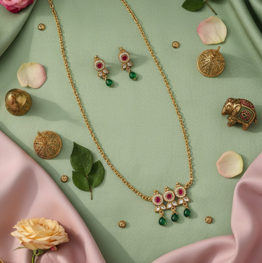 Gulabi Hara Set - Gold