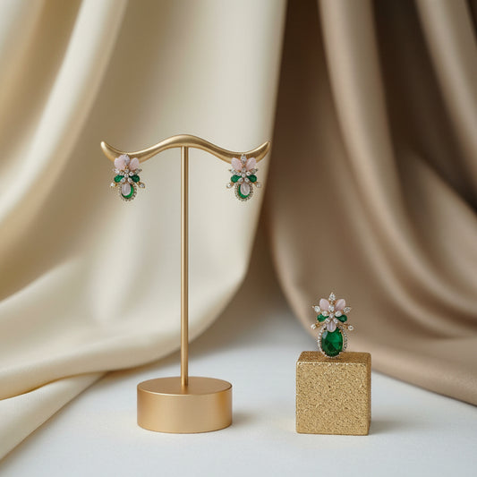 Verdant Petal – Pendant and Earring