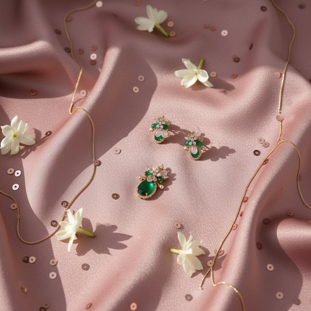 Verdant Petal – Pendant and Earring