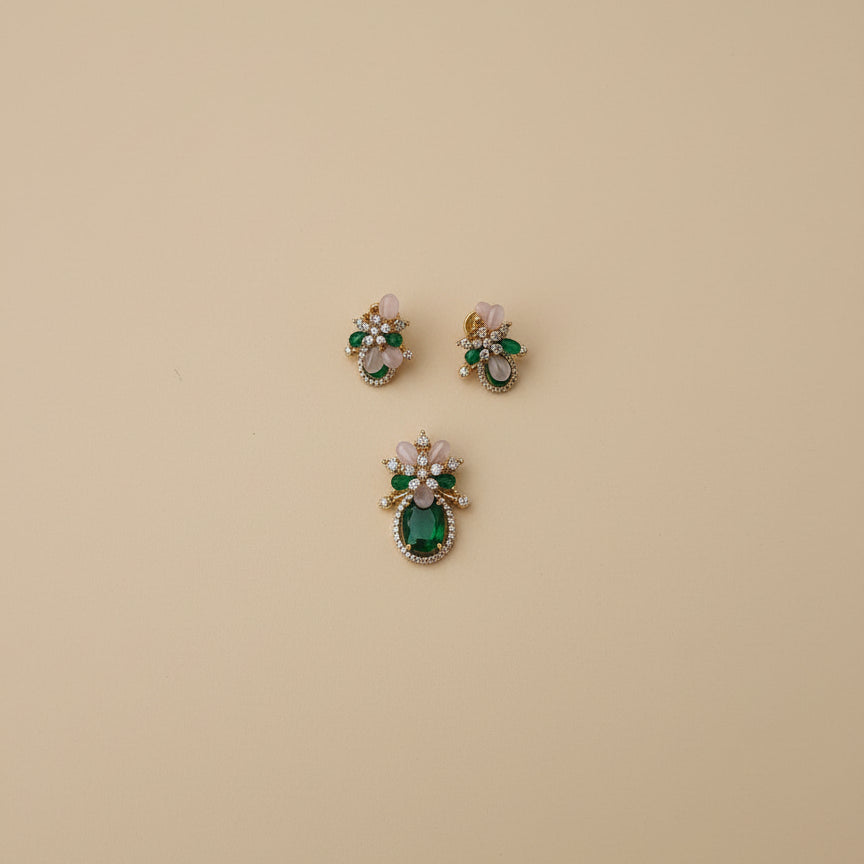 Verdant Petal – Pendant and Earring