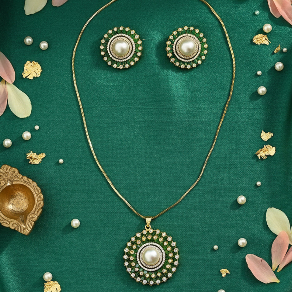 Green Noor Pearl Set