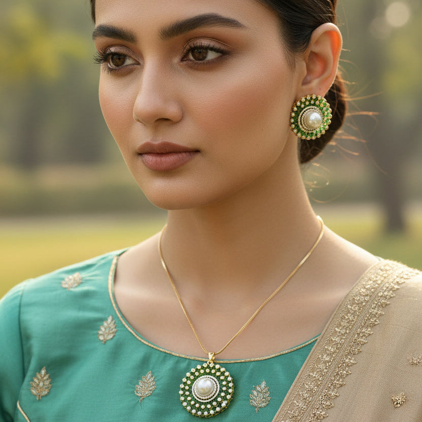 Green Noor Pearl Set